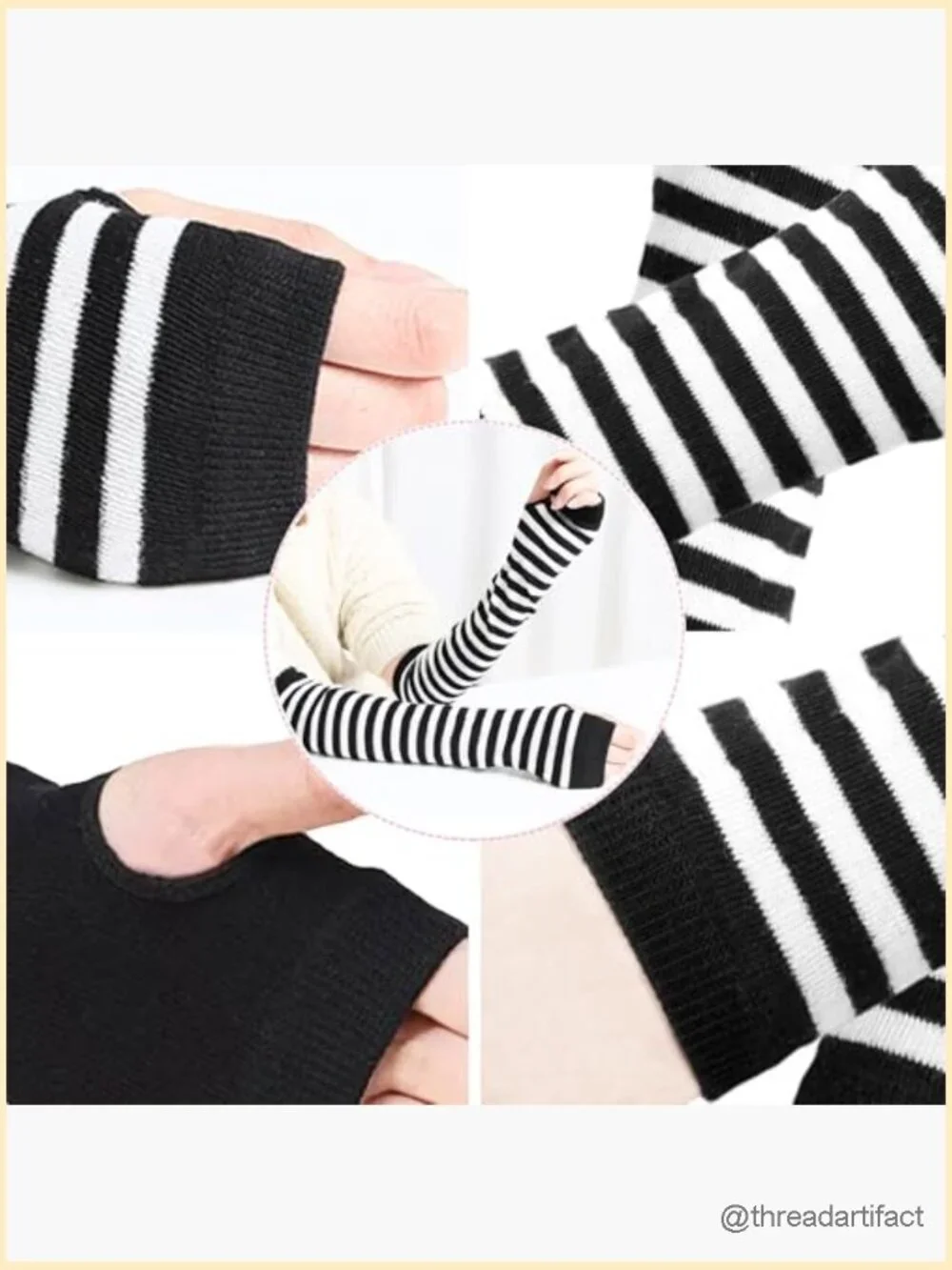 Women's Punk Gothic Fingerless Gloves Arm Warmers Knitted Long Wrist Warmers